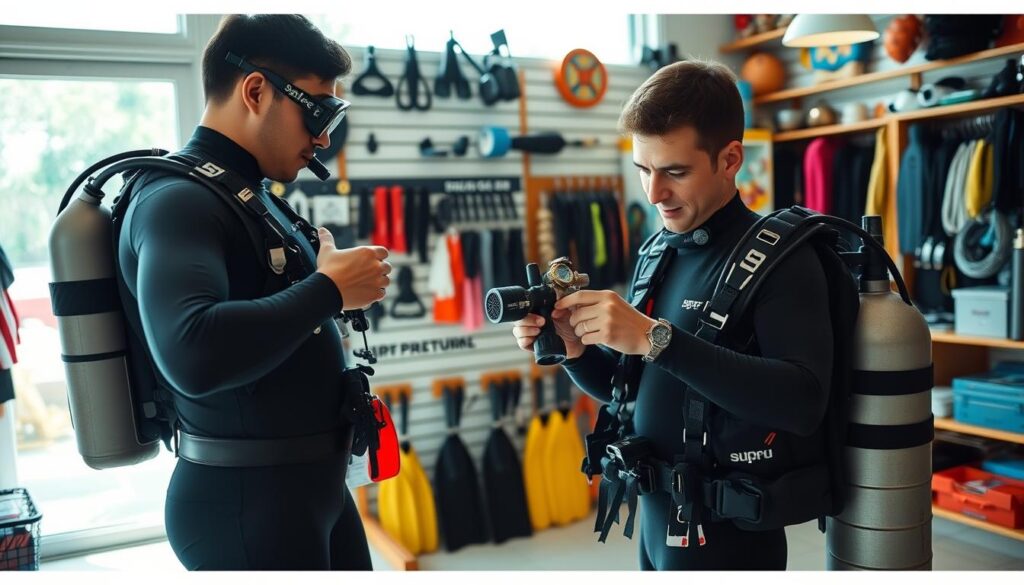 scuba diving equipment handling